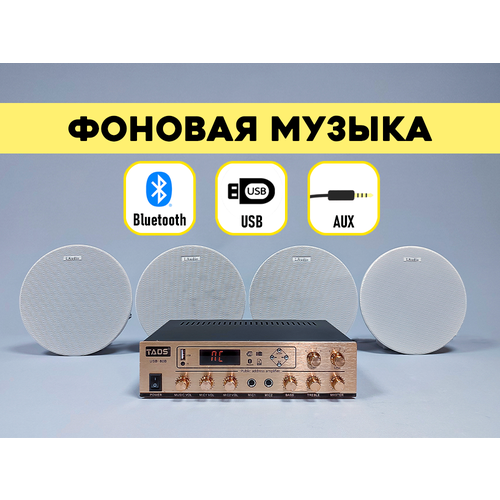 Потолочная акустика Music Tone MT05 комплект из 4-х колонок и усилителя 1399000₽