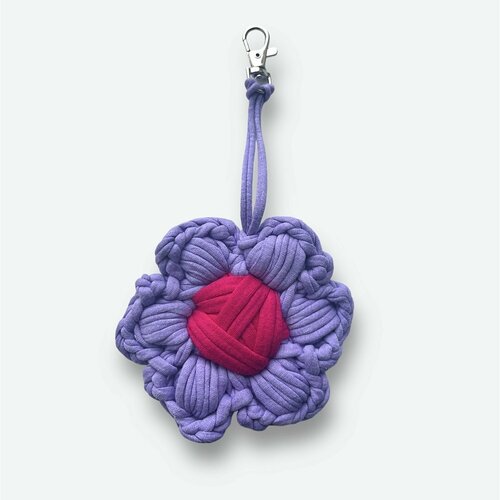 фото Брелок knit knot, вязаная фактура, розовый, фиолетовый