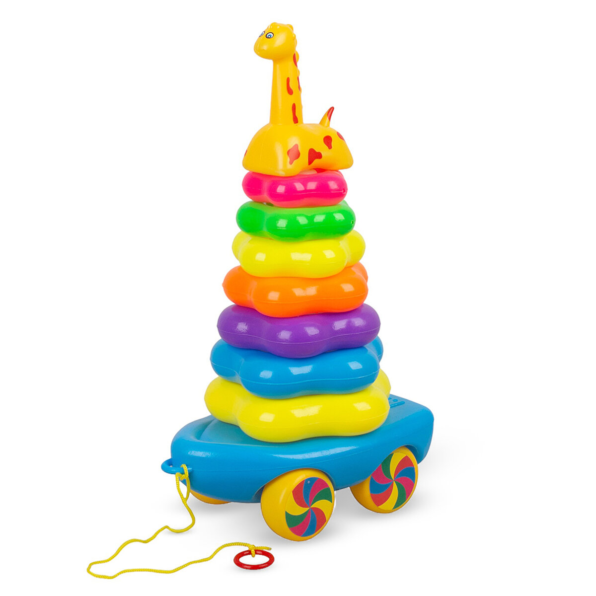 Развивающая пирамидка-каталка Жираф NS-N213-7, 34см, пластик, от 3 лет