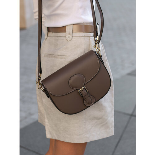 Сумка кросс-боди Delone, фактура гладкая, темно-бежевый