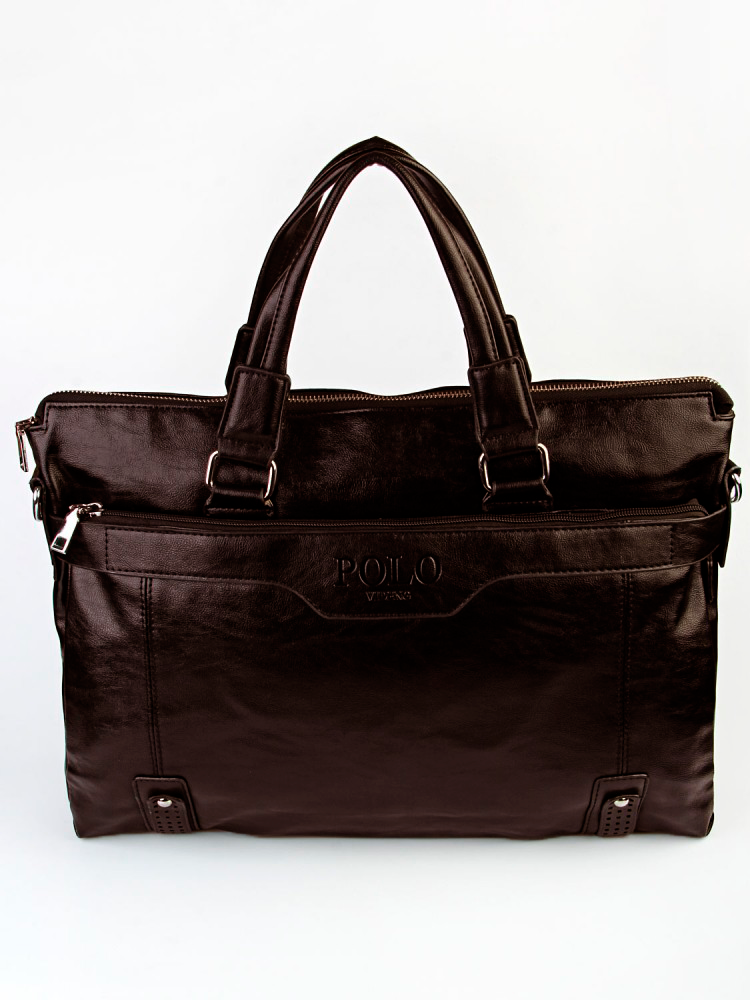 Сумка мессенджер , фактура лаковая, коричневый — фото 1