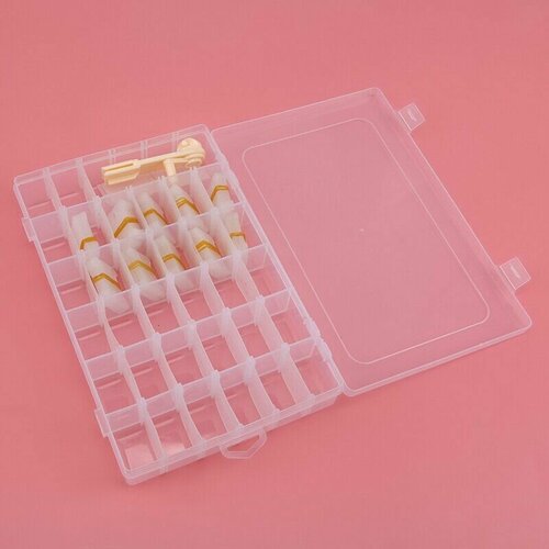 Органайзер для ниток мулине/Контейнер для ниток/Контейнер для хранения материалов для рукоделия, 32 ячейки прозрачный