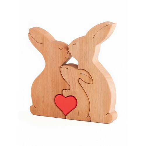 Интерьерная статуэтка фигурка семья кроликов зайчиков для декора подарок на деревянную свадьбу