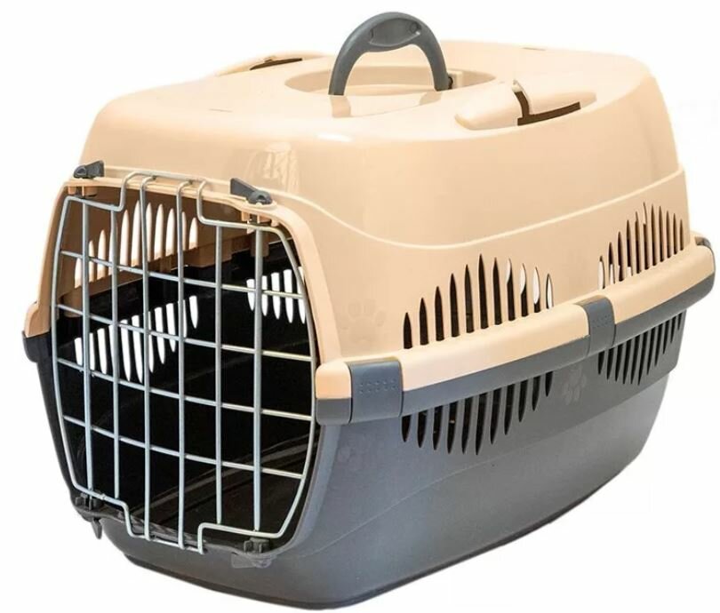 Yami-Yami Переноска для животных "Спутник-1", 43*29*27,5см, темно-серая с бежевым 1 кг