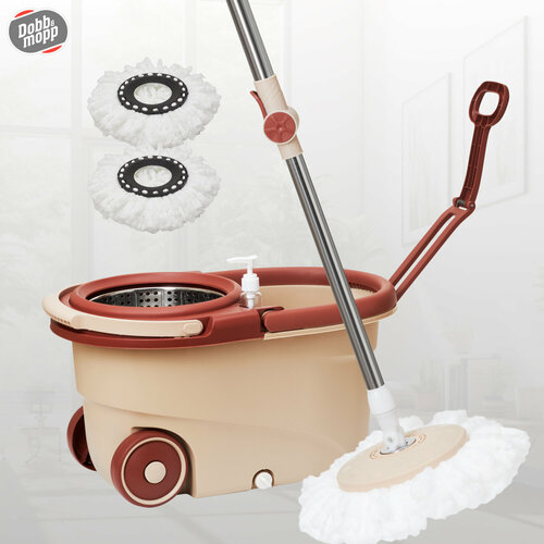 Швабра DobbMopp с отжимом с ведром и двумя насадками 3199₽