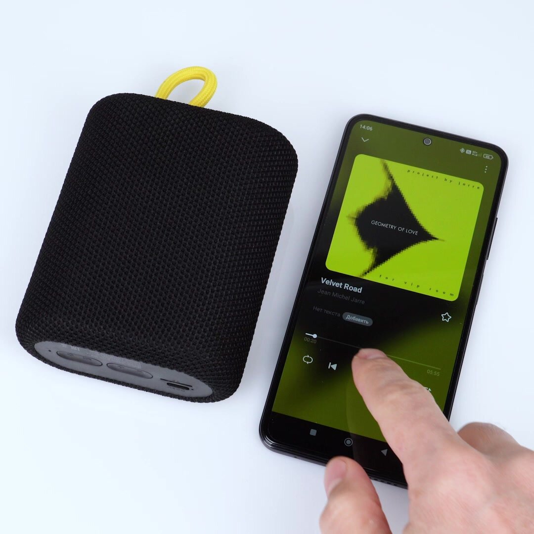Беспроводная портативная колонка Speaker Active Mini, 2х6Вт, BT5.2, 1200 мАч, черный, Deppa, крафт, Deppa 42006-OZ — фото 1
