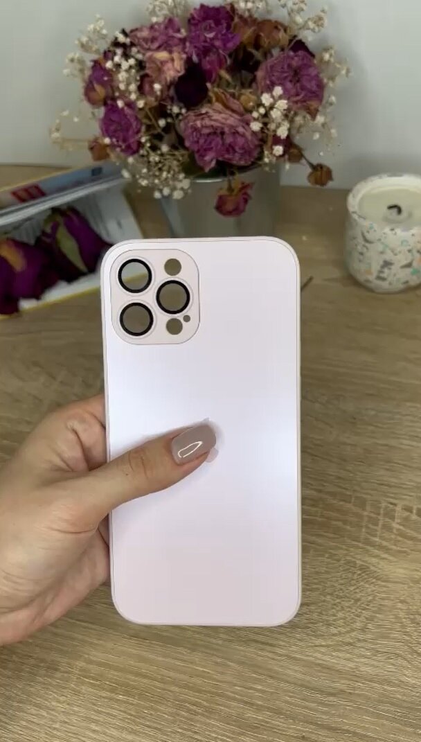 Чехол матовый стеклянный на iPhone 12 Pro Max Розовый