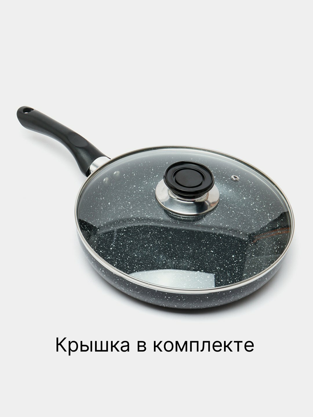 Сковорода Starlux, стеклянная крышка, гранитное антипригарное покрытие, 28 см — фото 1