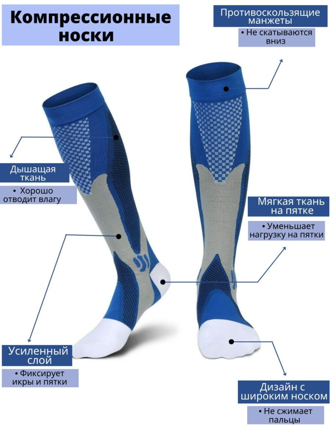 Носки , комплект, 3 пары, размер 44-48, синий, черный, белый — фото 1