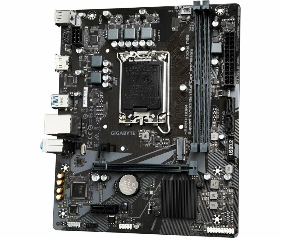 Материнская плата Gigabyte H610M K DDR4, Soc-1700, Intel H610, mATX — фото 1