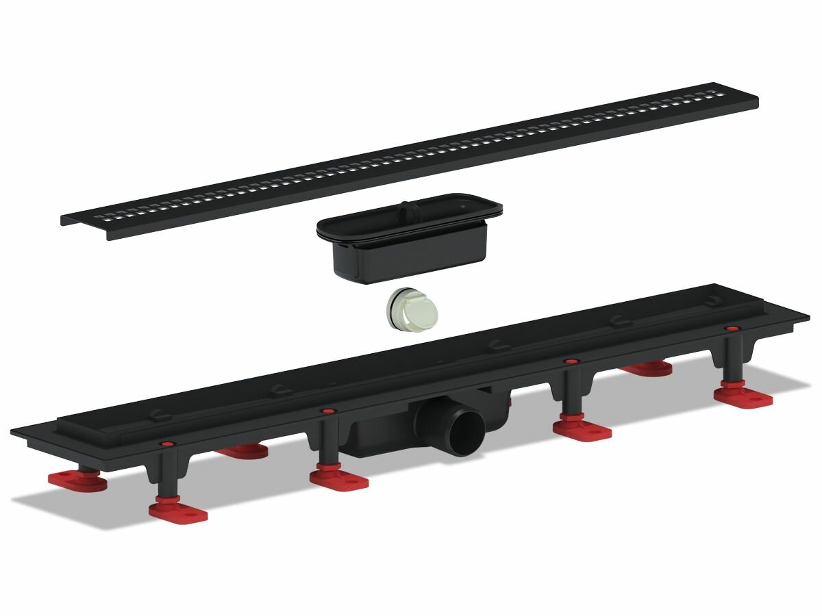 Трап пластиковый Риф линейный вып.40 реш. н/ст. 850 черная