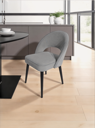 Изображение товара Стул для кухни, кафе, гостиной Цвет ткани: серый, Цвет ножек: черный, Качественная мебель