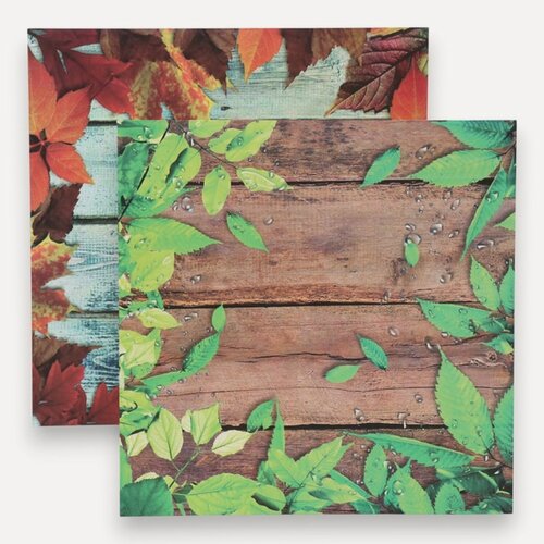 Изображение товара Фотофон двусторонний картон плотность 350 гр "Осенние листья" 50х50 см