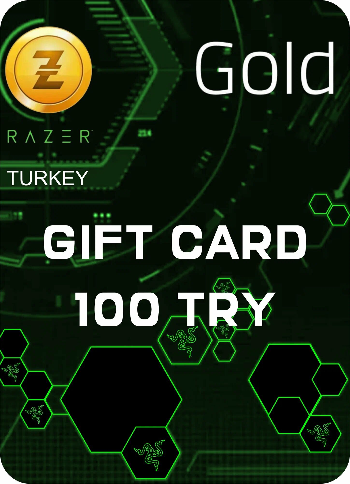 RAZER GOLD 100 TRY карта пополнения / Турция / Цифровой код пополнение счета / RAZER GOLD Gift Card Turkey