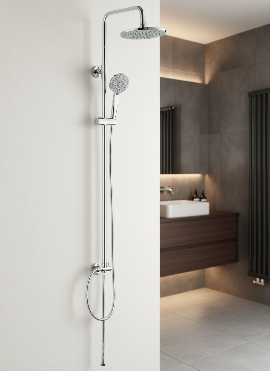 Душевая система с телескопической стойкой и верхним душем VODA