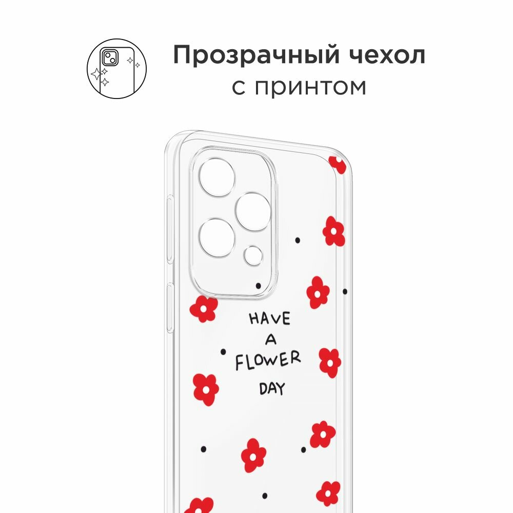 Чехол на Samsung Galaxy J4 Plus 2018 / Самсунг J4 Plus 2018 с принтом "Have a flower day 2", прозрачный — фото 1