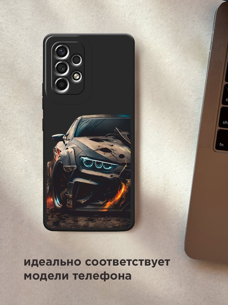 Черный матовый чехол на Samsung Galaxy A53 / Самсунг Галакси А53 с принтом "На износ" — фото 1