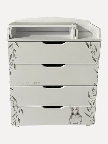 Изображение товара Пеленальный комод для новорожденных Indigo Baby Line 800/4 с 4 ящиками для одежды, ЛДСП, МДФ, зайка