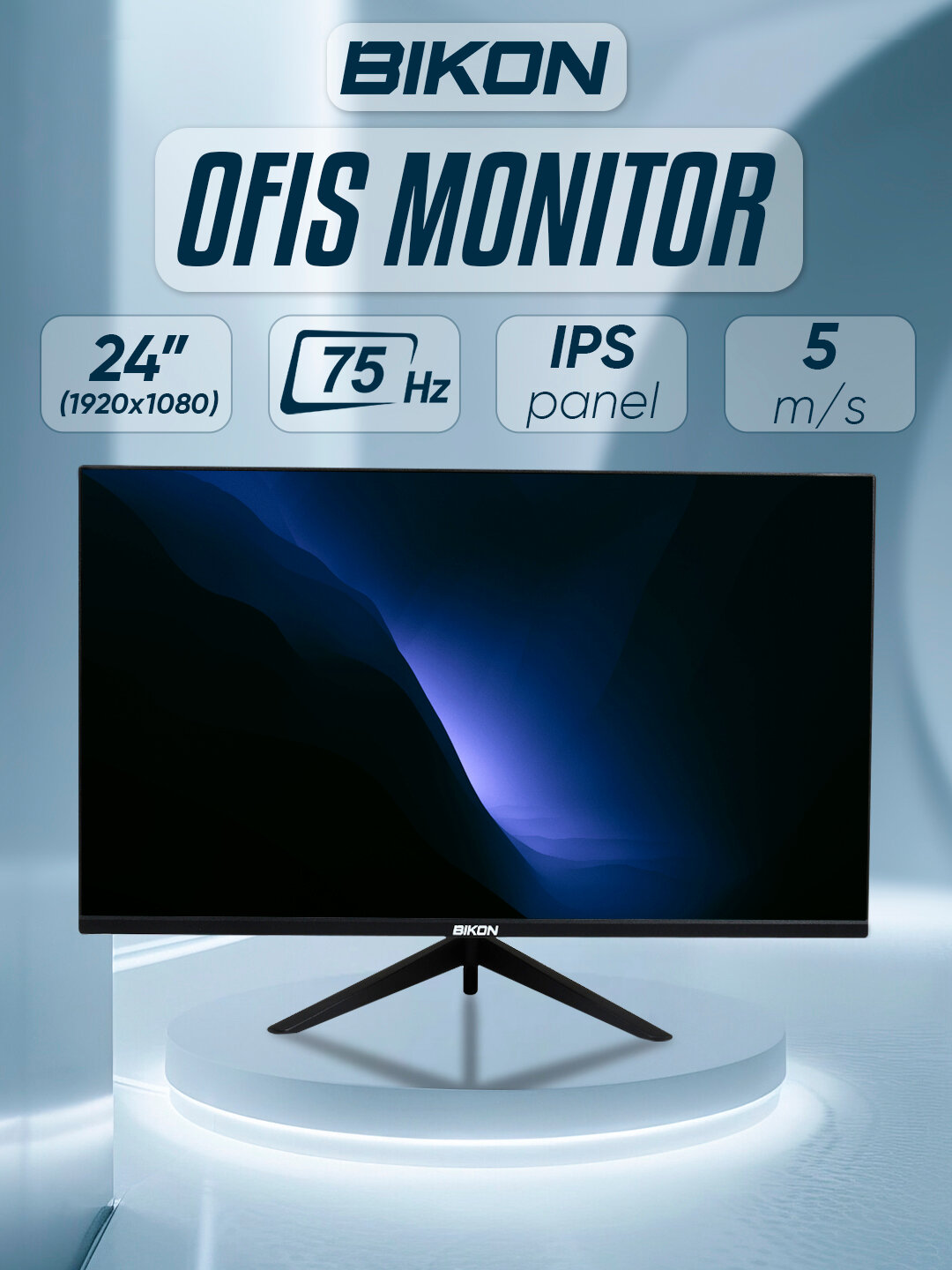Монитор Bikon 22", 75 Hz, IPS, FullHD, o'yin uchun , ofis uchun,
