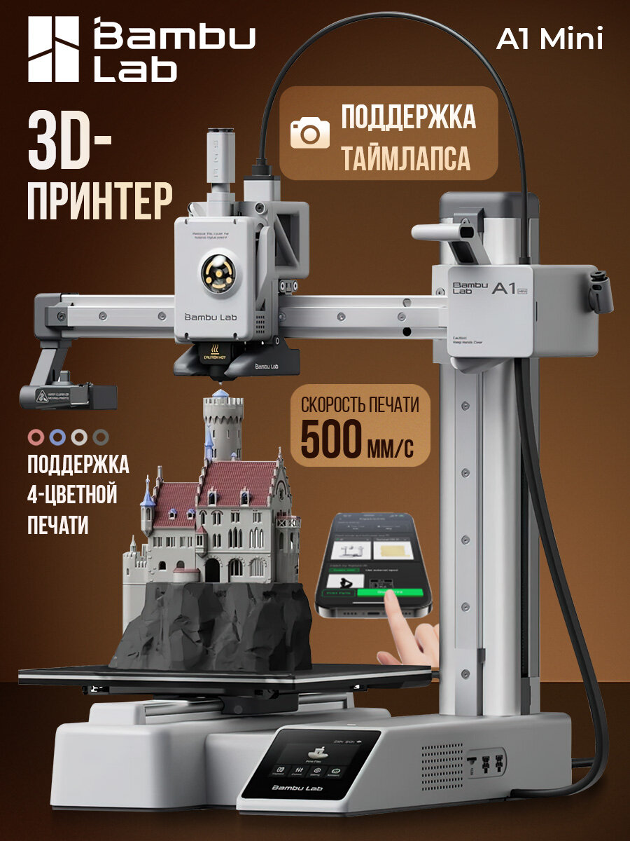 3D принтер Bambu Lab A1 mini (EU-версия), Поддержка 4-цветной печати