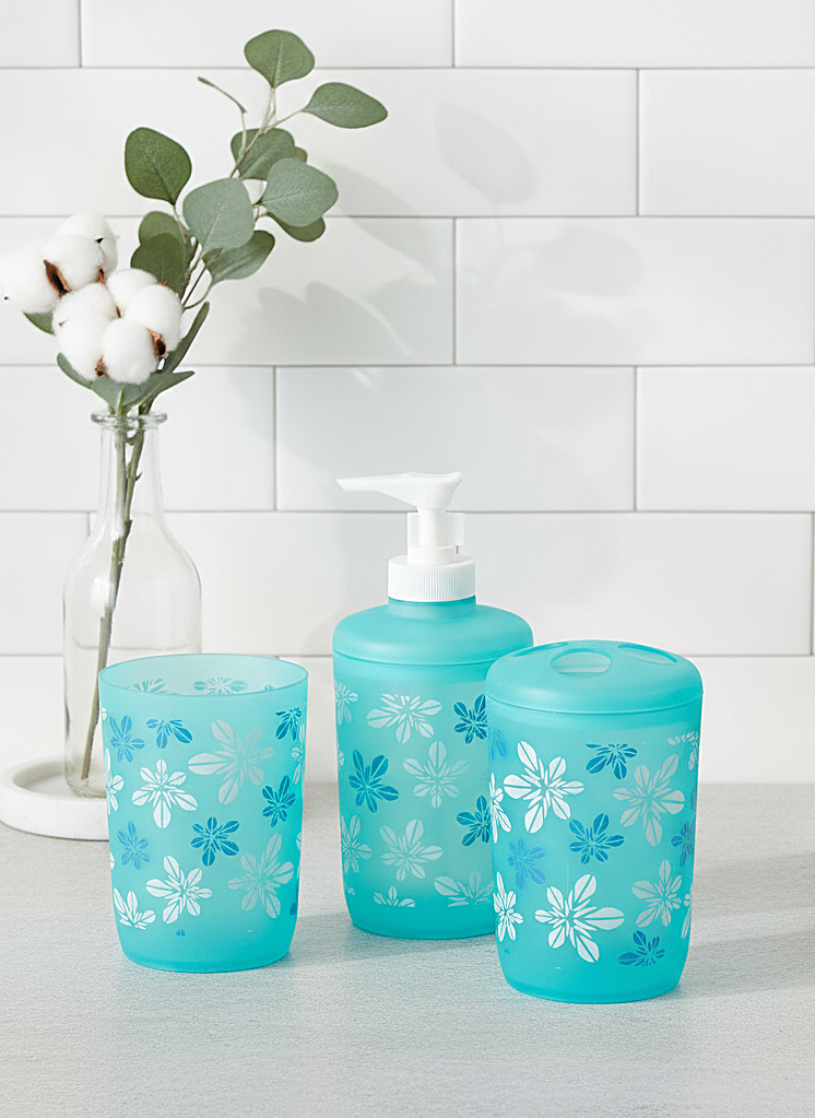 Набор аксессуаров для ванной комнаты 3 предмета: дозатор для мыла и стаканы — фото 1