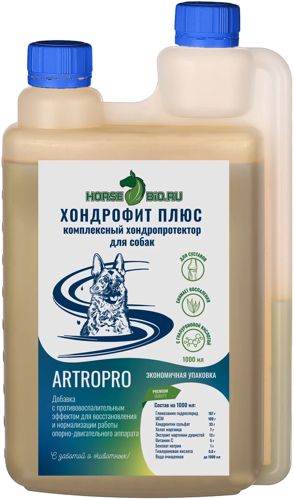 Кормовая добавка HORSE-BIO Хондрофит плюс ArtroPro для собак крупных пород  1000 мл