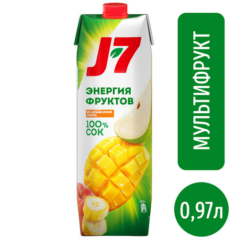 Сок J7 Мультифрукт, без сахара, 0.97 л