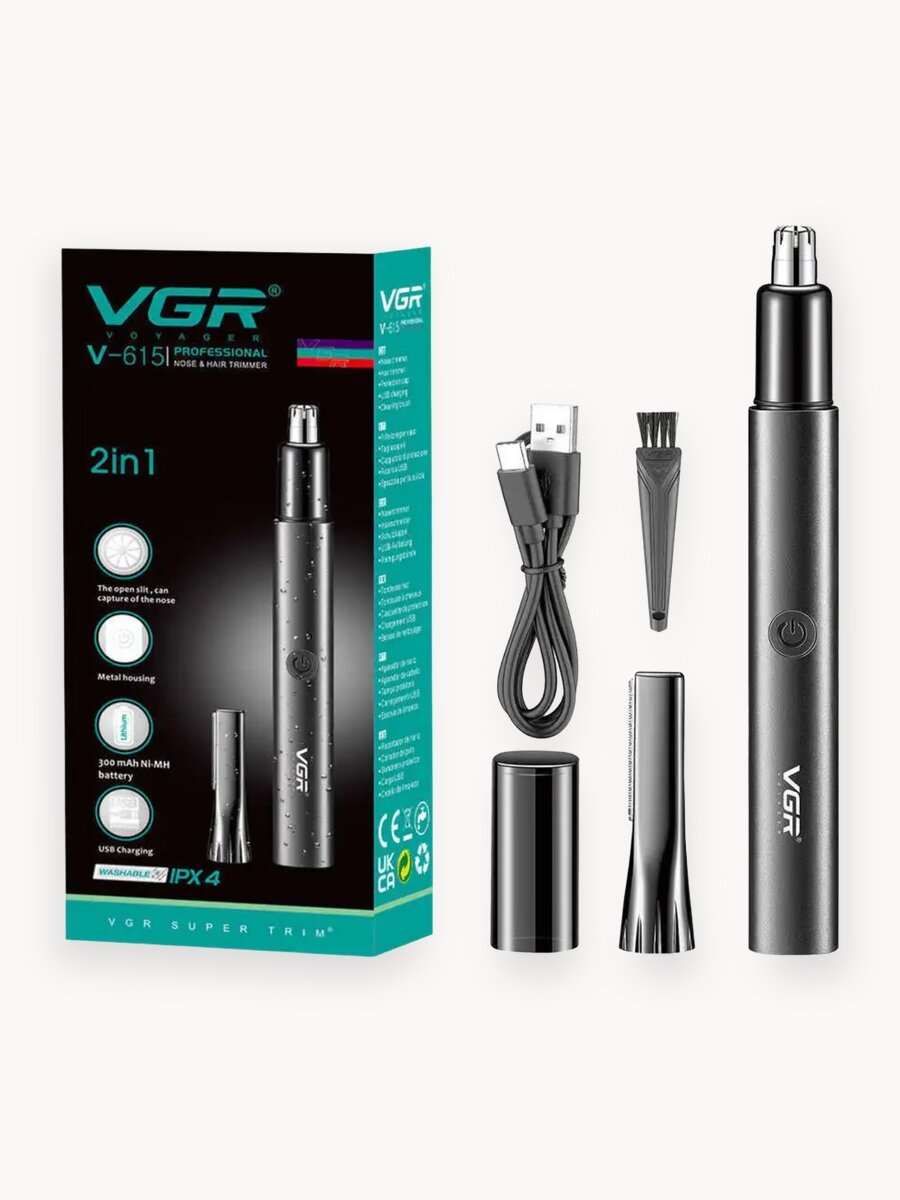 Триммер для носа, ушей и бровей VGR V-615 2 в 1: идеальный инструмент для аккуратного и комфортного ухода!