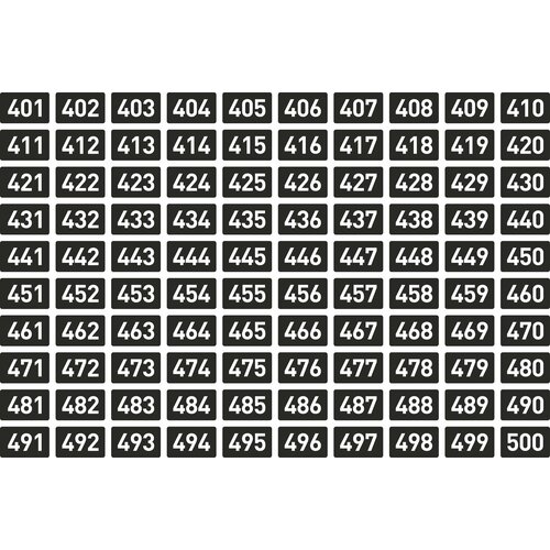 Набор наклеек цифры 401 - 500, 100 штук