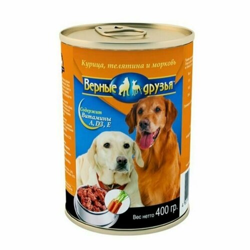 Верные друзья консерв. для собак 415г кура/телятина/морковь 12шт