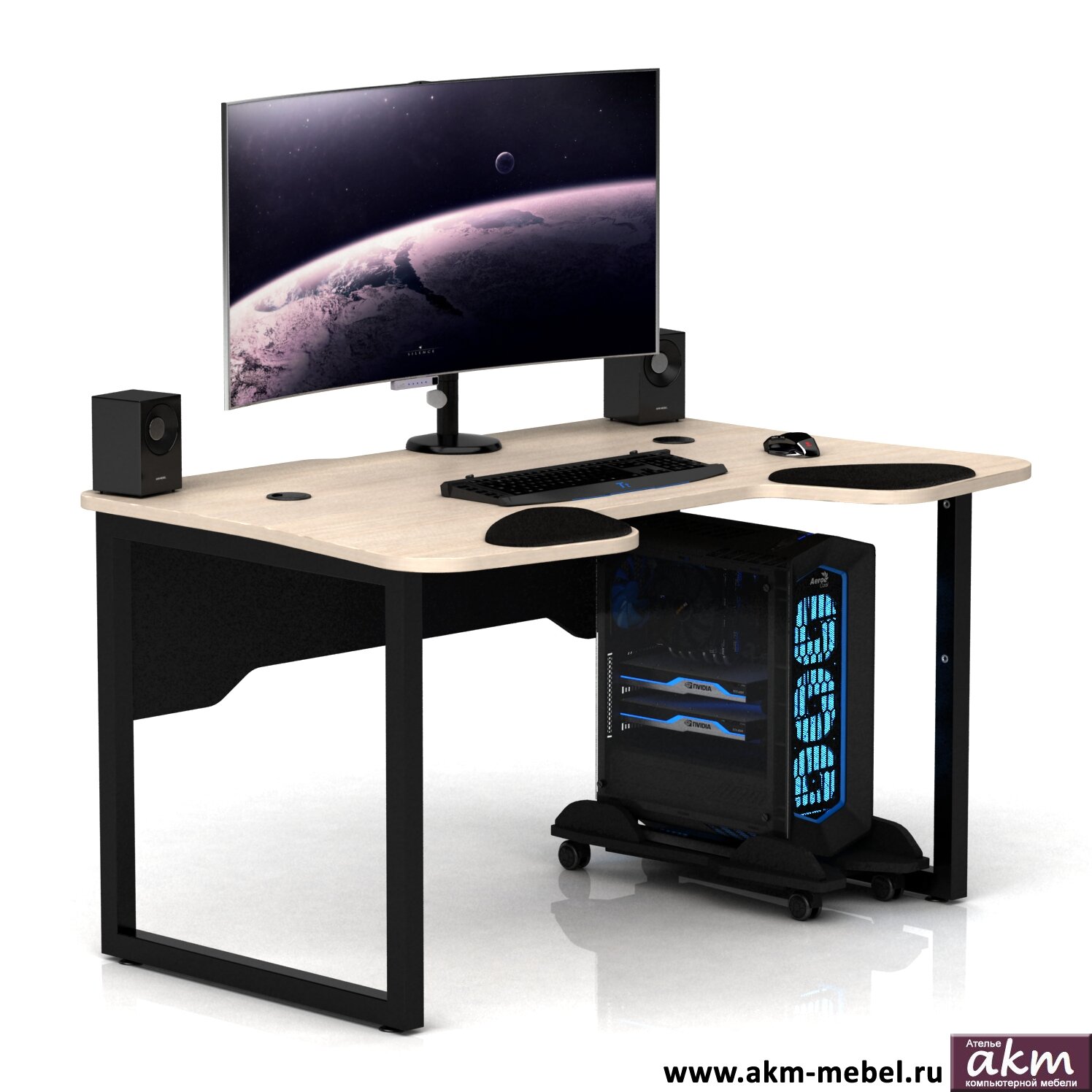 Игровой компьютерный стол DX PRO Soft (Квадрат) Дуб Молочный