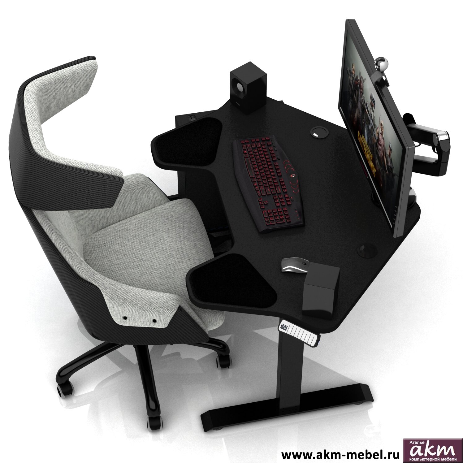 Компьютерные столы фабрики AKM-MEBEL Стол с электрической регулировкой высоты DX STEALTH ELECTRIC черный