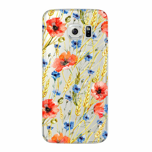 Чехол и защитная пленка для Samsung Galaxy S6 edge Deppa Art Case Flowers маки и колосья чехол deppa art case и защитная пленка для samsung galaxy s6 edge person путин карта мира