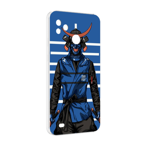 Чехол MyPads самурай в синей форме для Tecno Pop 5 Go задняя-панель-накладка-бампер