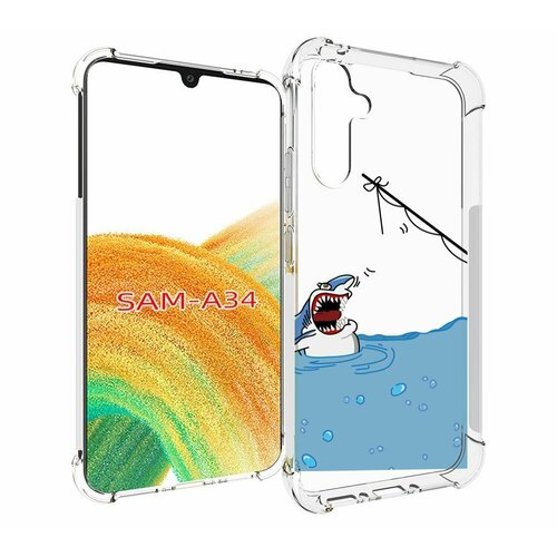 Чехол MyPads акула-рисунок для Samsung Galaxy A34 задняя-панель-накладка-бампер