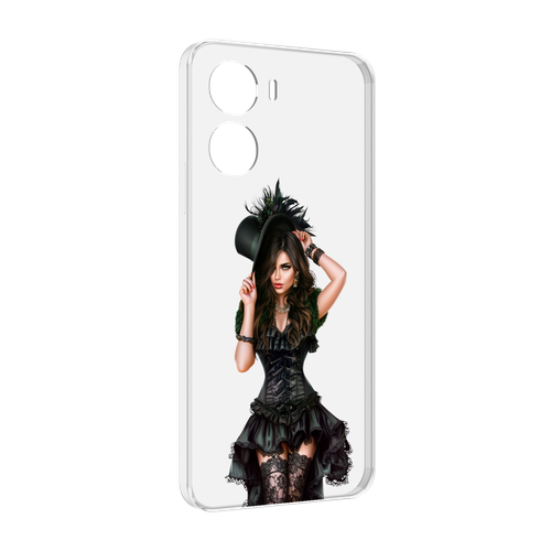 Чехол MyPads стройная-девушка-в-черном-платье для Vivo Y56 5G задняя-панель-накладка-бампер
