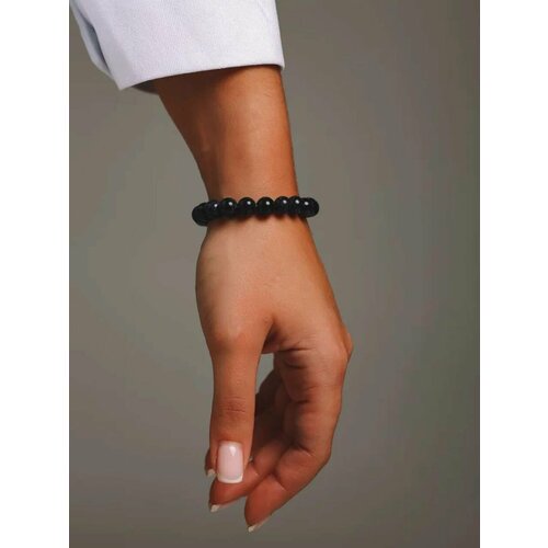 фото Браслет-нить натуральный камень, браслет со смыслом, браслет талисман, знаки задиака, 1 шт., размер 17.5 см, размер one size, черный paradise.yewerly