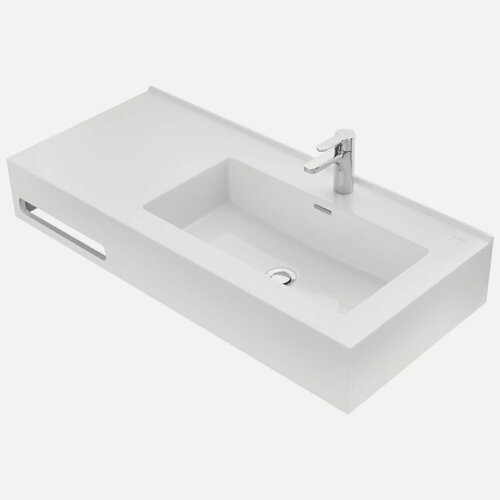 Изображение товара Раковина Aquaton Квадро Про 100 11A733231QA01R 1000х450х178 литой мрамор, правая, белая