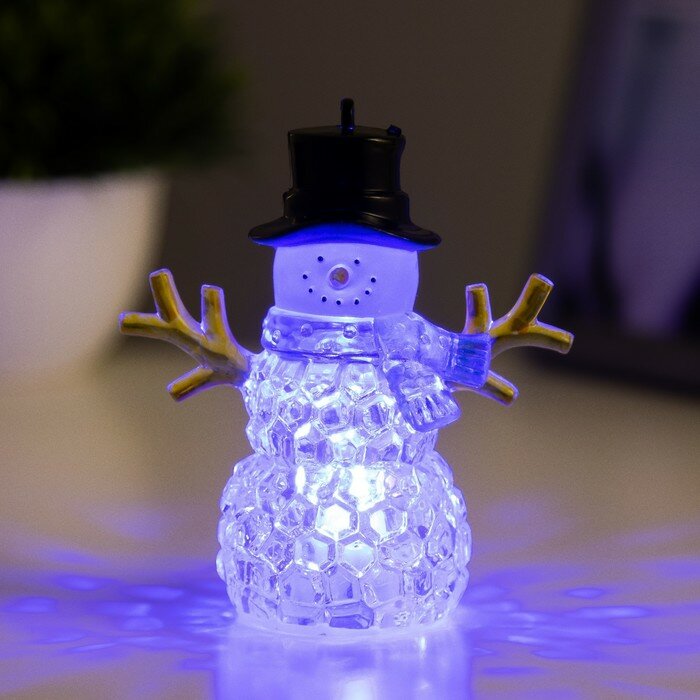RISALUX Ночник "Снеговичок" LED 1Вт RGB 3хLR44 прозрачный 8х8х10см - фотография № 4
