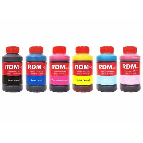 Чернила Rdm-ink (E1W) водные для Epson 6 цв. по 70 мл (Bk, C, M, Y, LC, LM) чернила inktec e0017 1l premium ink для epson 6 цв по 1000 мл bk c m y lc lm