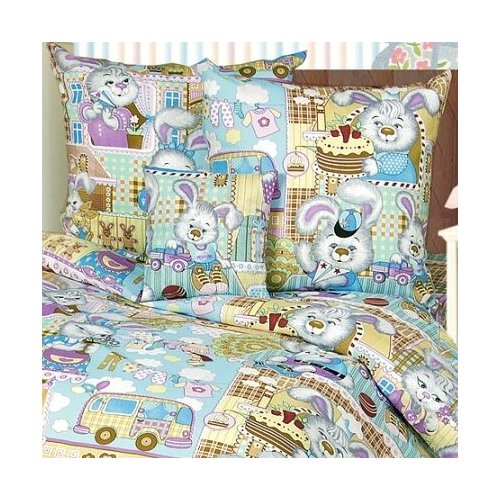 Набор Наволочек Поплин 40х60 Зайкин город 1 Мул арт 03ХЭ2