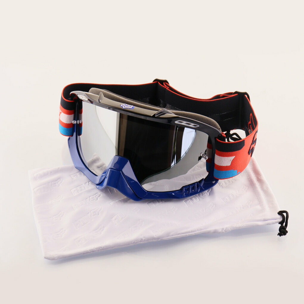 Очки защитные для мотоспорта горнолыжного спорта сноубординга экстремального спорта "FOX" (оранжевый неон стекло желтое +чехол)