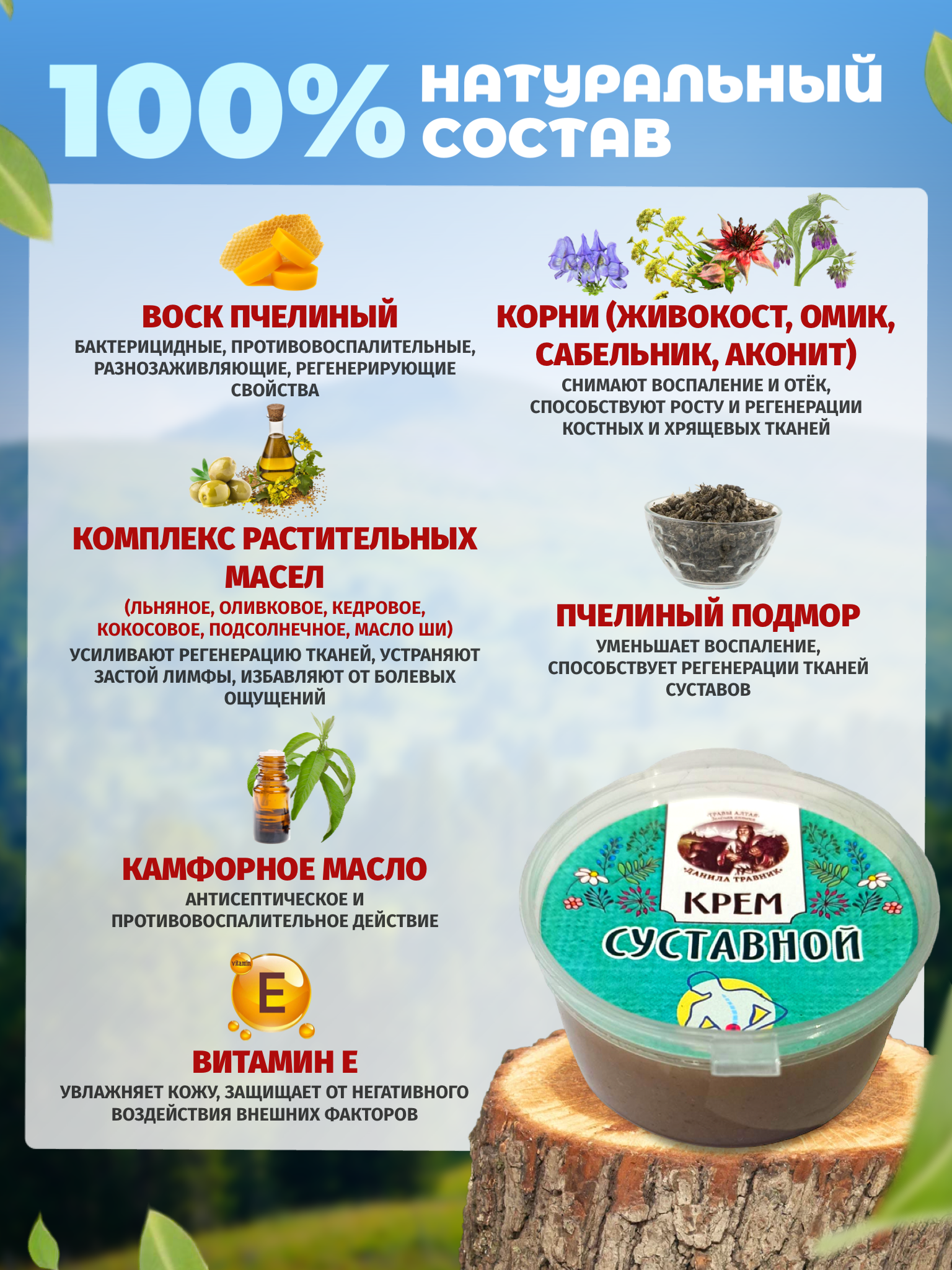 Картинки Крем мазь для суставов и связок натуральный алтайский 50 мл