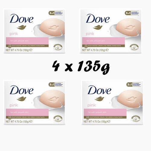 Dove Крем-мыло кусковое Pink/Rosa Beauty Bathing Bar, 4 уп., 135 г dove крем мыло кусковое pink rosa beauty bathing bar 135 г