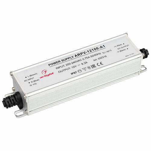 Блок питания ARPV-12100-A1 (12V, 8.3A, 100W) (Arlight, IP67 Металл, 3 года) Артикул 032316 032316 блок питания arpv 12100 a1 12v 8 3a 100w arlight ip67 металл