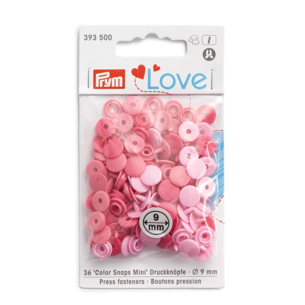 393500 Кнопки Prym Color Snaps Mini, 9 мм, 36 шт, Love Prym (розовый)