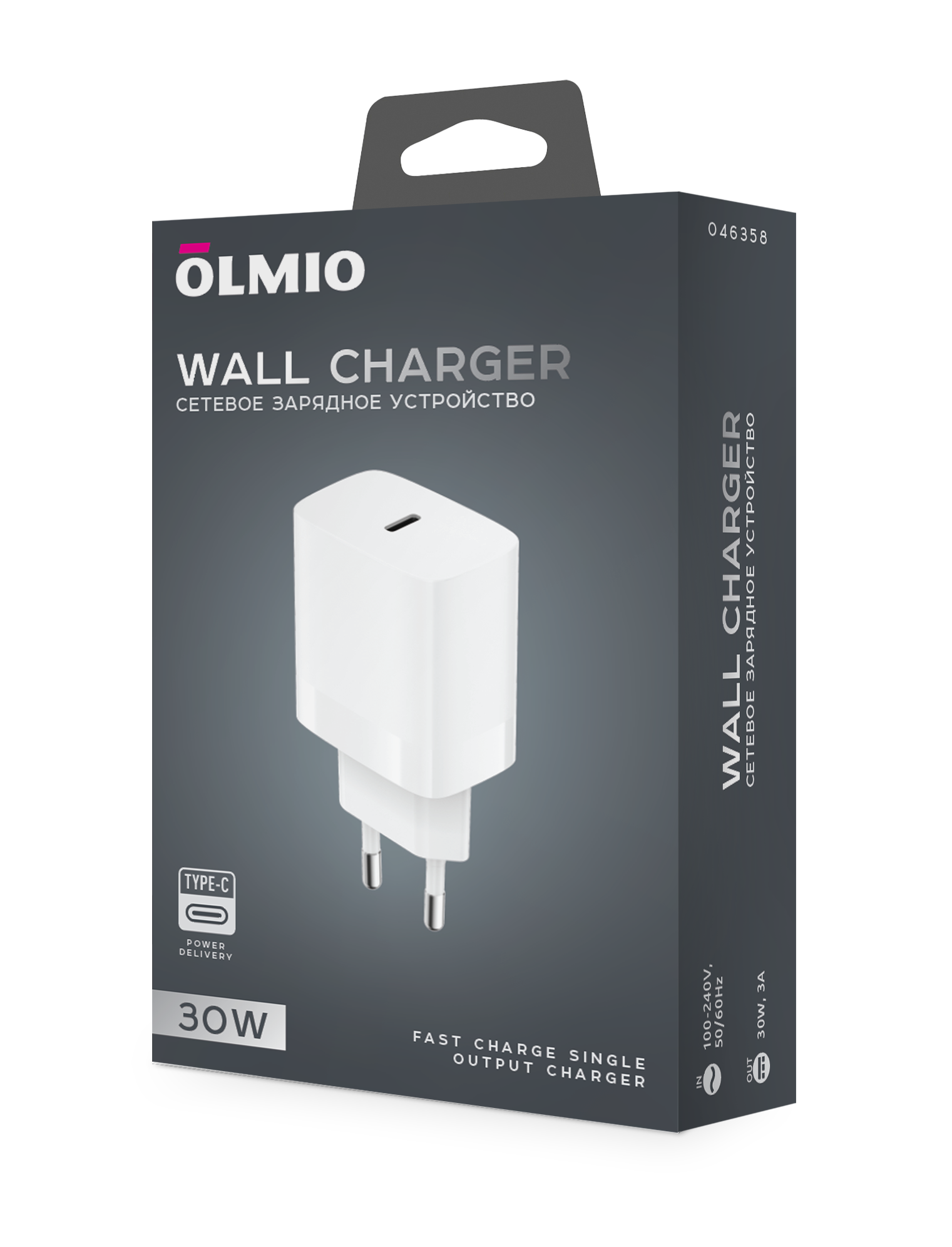 Сетевое зарядное устройство OLMIO 30W, Type-C, PD, white - фото №1