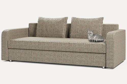 Изображение товара Диван раскладной прямой, Леон еврокнижка, бежевая рогожка Корфу