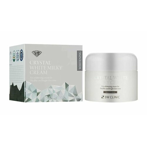 3W Clinic crystal Крем для лица осветляющий с молочным протеином crystal white milky cream, 50g