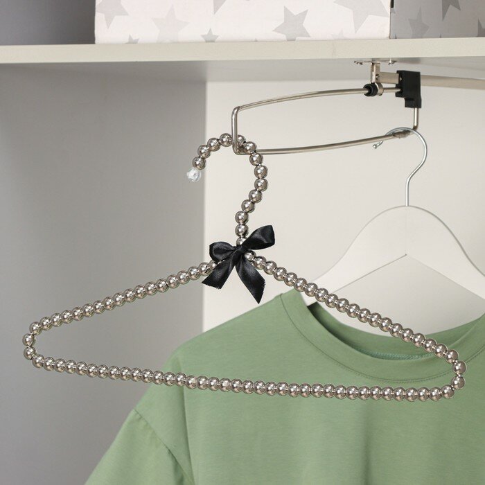 Плечики для одежды LaDо́m «Серебряный Жемчуг», 40×21 см, цвет серый - фотография № 1